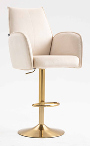 HR280W Krémszínű Modern Velúr Szék Arany lábbal