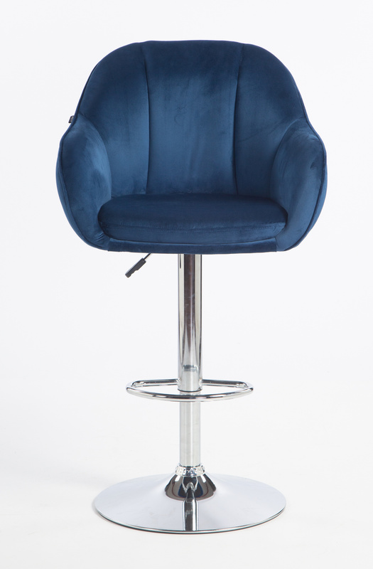 HR2055W Tengerkék Modern Velúr Szék Krómozott lábbal
