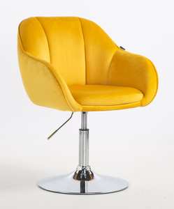 HR2055N Sárga Modern Velúr Szék Krómozott lábbal