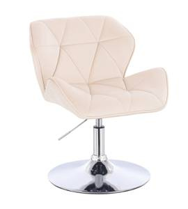 HR111N Krémszínű modern velúr szék krómozott lábbal