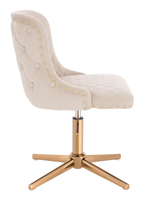 HR940CROSS Krémszínű Modern Velúr Szék Arany lábbal