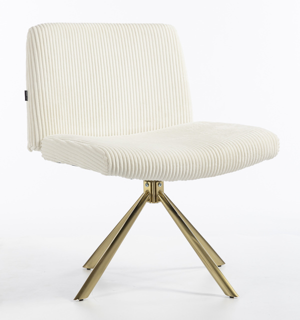 HR150 CSILLAGLÁB Fehér Modern Kordbársony Szék Arany lábbal