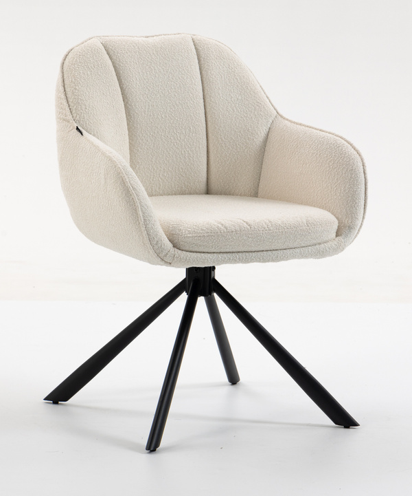 HR2055 CSILLAGLÁB Krémszínű Modern Boucle Szék Fekete lábbal