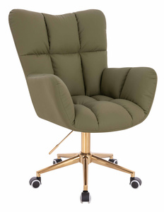 HR650K Khaki Műbőr Premium Soft szék arany lábbal