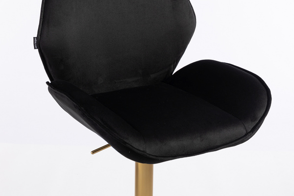 HR350W Fekete modern velúr szék arany lábbal