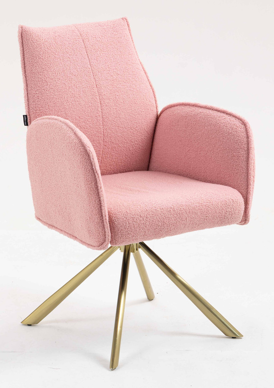 HR280 CSILLAGLÁB Púder Rózsaszín modern boucle szék arany lábbal