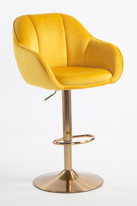 HR2055W Sárga Modern Velúr Szék Arany lábbal