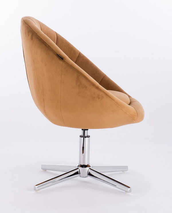 HR8516CROSS Mézbarna modern velúr szék krómozott lábbal