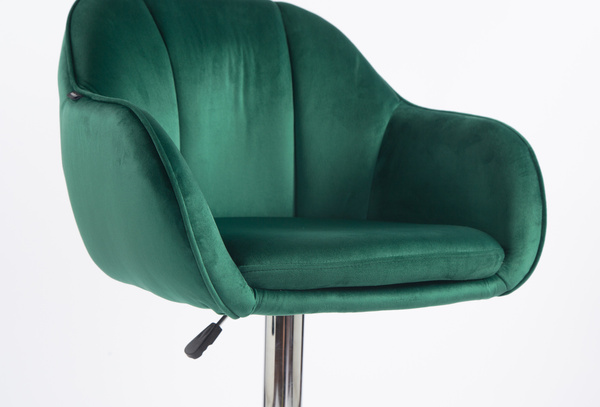 HR2055W Sötétzöld Modern Velúr Szék Krómozott lábbal