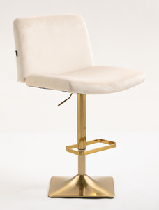 HR150KW Krémszínű Modern Velúr Szék Arany lábbal
