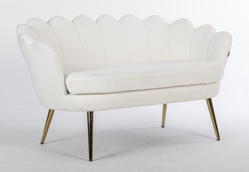 FREY Fehér modern boucle kanapé arany lábbal