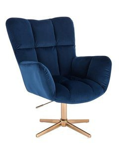 HR650CROSS Tengerkék modern velúr szék arany lábbal