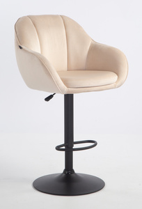 HR2055W Krémszínű Modern Velúr Szék Fekete lábbal