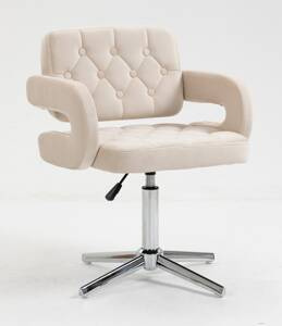 HR8403CROSS Krémszínű modern velúr szék krómozott lábbal