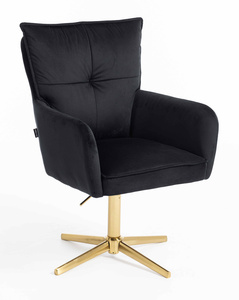 HR250CROSS Fekete modern velúr szék arany lábbal