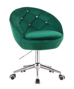 HR948K Sötétzöld Modern Velúr Szék Krómozott lábbal