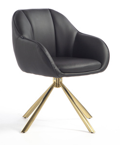 HR2055 CSILLAGLÁB Fekete Modern Műbőr Szék Aany lábbal