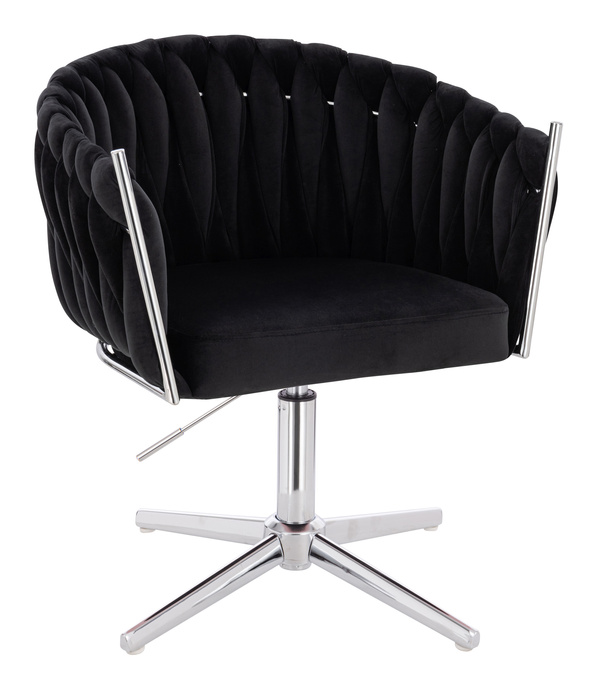 HR750CROSS Fekete Modern Velúr Szék Krómozott lábbal