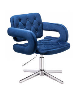 HR8403CROSS Tengerkék modern velúr szék krómozott lábbal