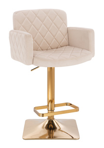 HR802KW Krémszínű Modern Velúr Szék Arany lábbal