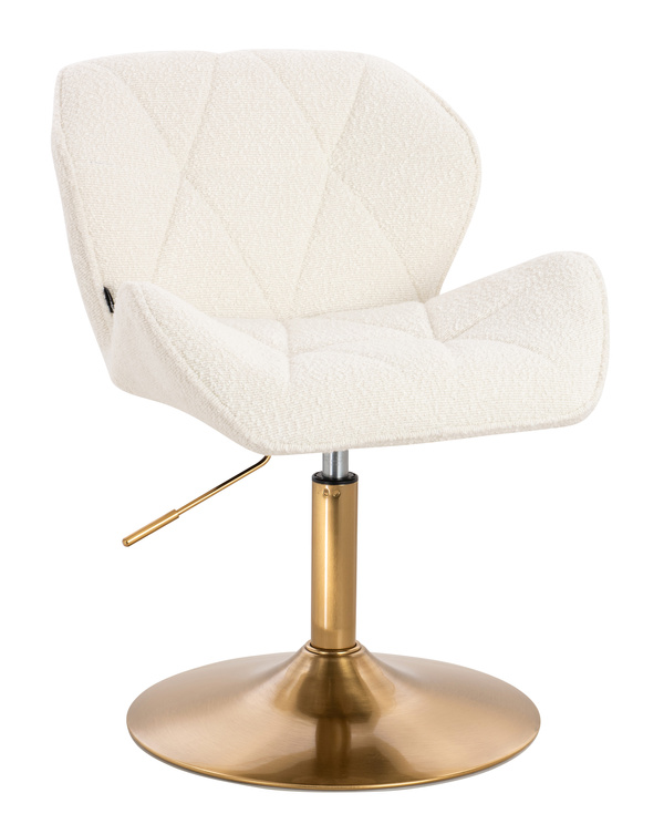 HR111N Krémszínű modern boucle szék arany lábbal