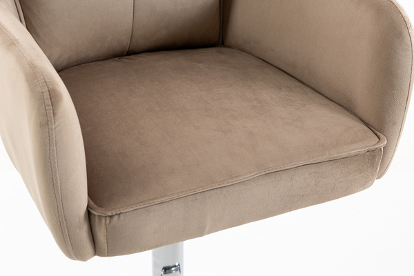 HR250W Latte modern velúr szék krómozott lábbal