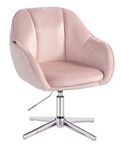 HR2055CROSS Púder Rózsaszín Modern Velúr Szék Krómozott lábbal