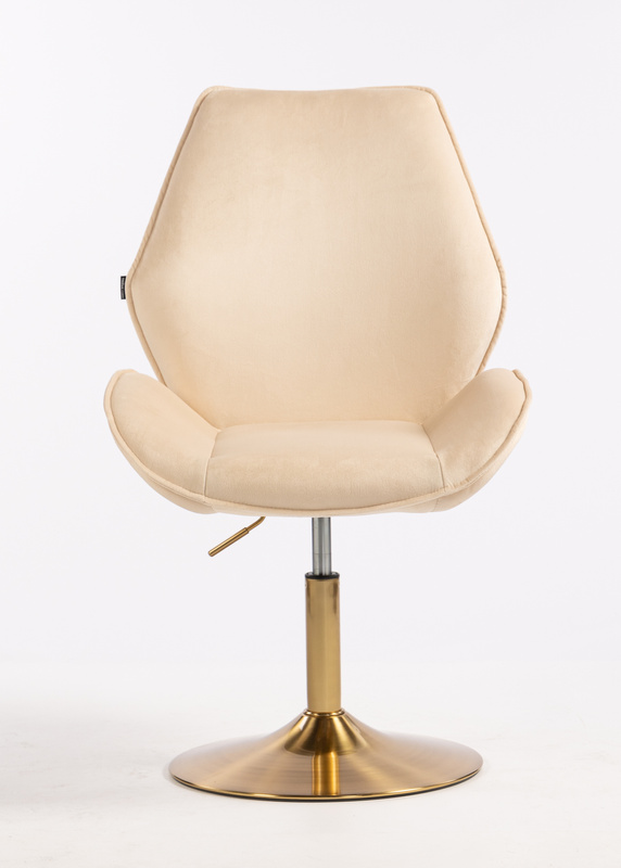 HR350N Krémszínű modern velúr szék arany lábbal