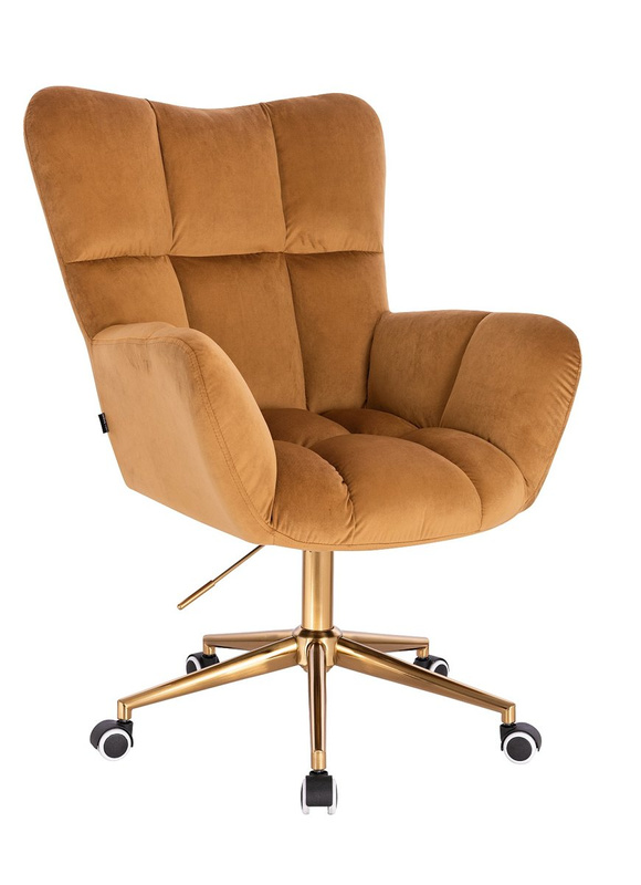 HR650K Mézbarna modern velúr szék arany lábbal