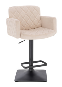 HR802KW Krémszínű Modern Velúr Szék Fekete lábbal