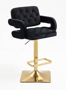 HR8403KW Fekete modern velúr szék arany lábbal