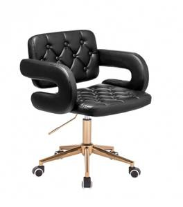 HR8403K Fekete modern műbőr szék arany lábbal
