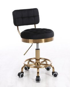 HR636 Fekete modern velúr szék arany lábbal