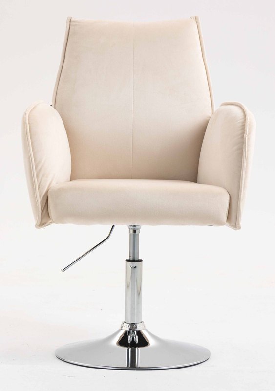 HR280N Krémszínű Modern Velúr Szék Krómozott lábbal