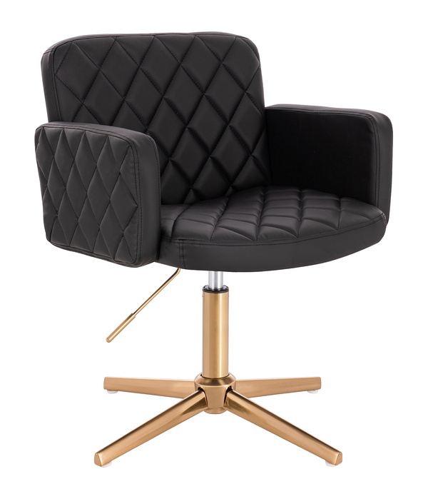 HC802CROSS Fekete Modern Műbőr Szék Arany lábbal