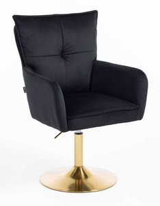 HR250N Fekete modern velúr szék arany lábbal