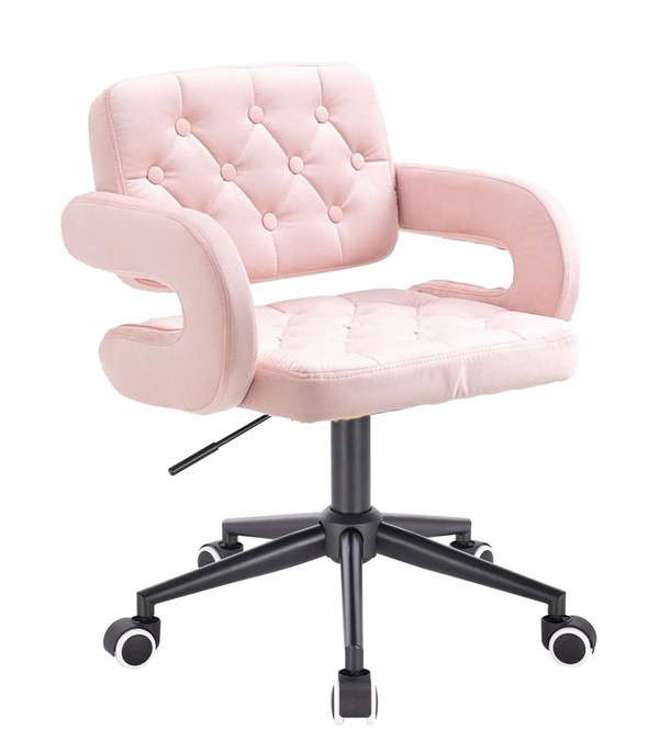 HR8403K Púderrózsaszín modern velúr szék fekete lábbal