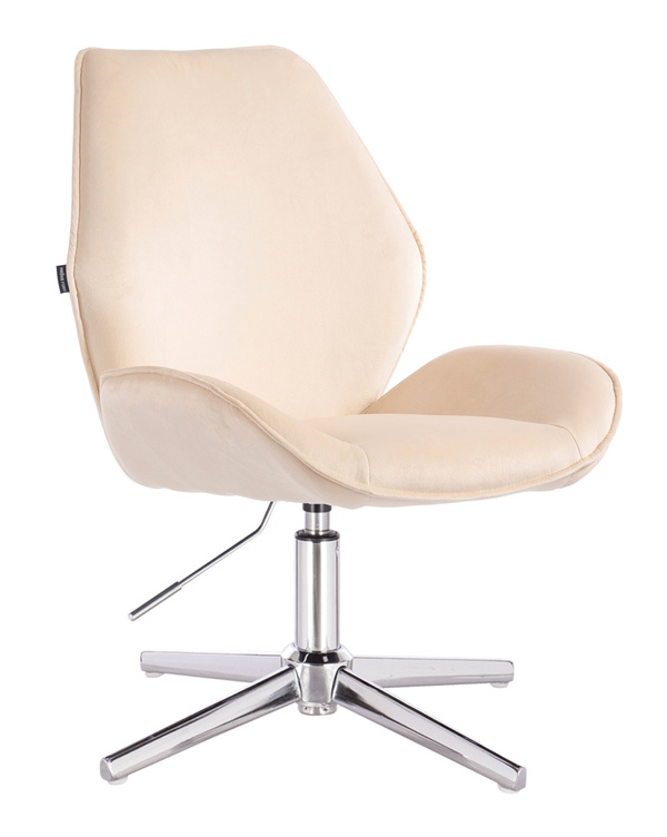 HR350CROSS Krémszínű modern velúr szék krómozott lábbal