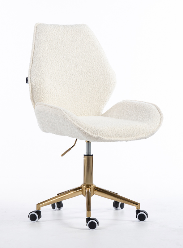 HR350K Krémszínű boucle velúr szék arany lábbal