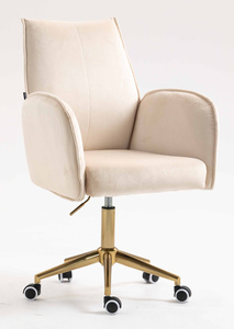 HR280K Krémszínű Modern Velúr Szék Arany lábbal