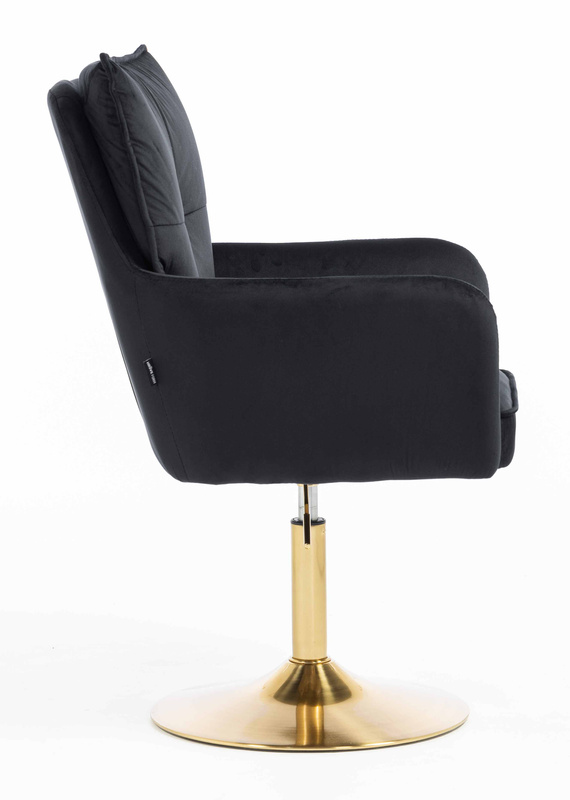 HR250N Fekete modern velúr szék arany lábbal