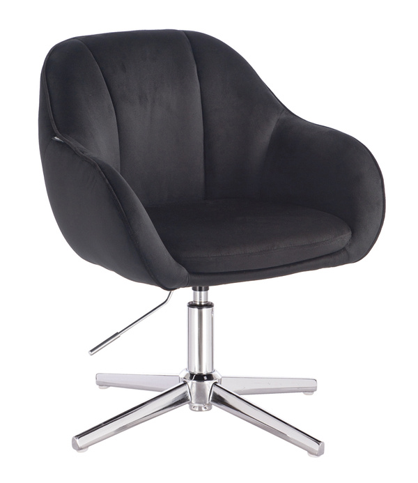 HR2055CROSS Fekete Modern Velúr Szék Krómozott lábbal