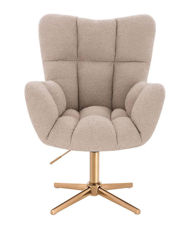 HR650CROSS Latte modern boucle szék arany lábbal