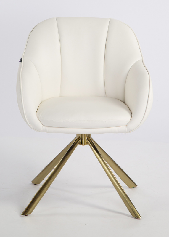 HR2055 CSILLAGLÁB Fehér Modern Műbőr Szék Aany lábbal