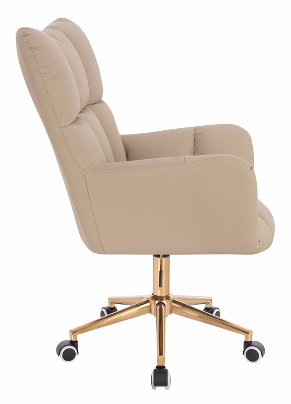 HR650K Krémszínű Műbőr Premium Soft szék arany lábbal