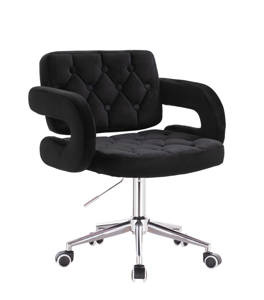 HR8403K Fekete modern velúr szék krómozott lábbal