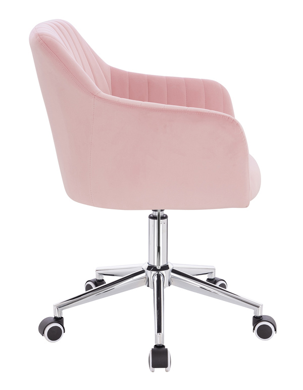 HR190K Púder Rózsaszín Modern Velúr Szék Krómozott lábbal