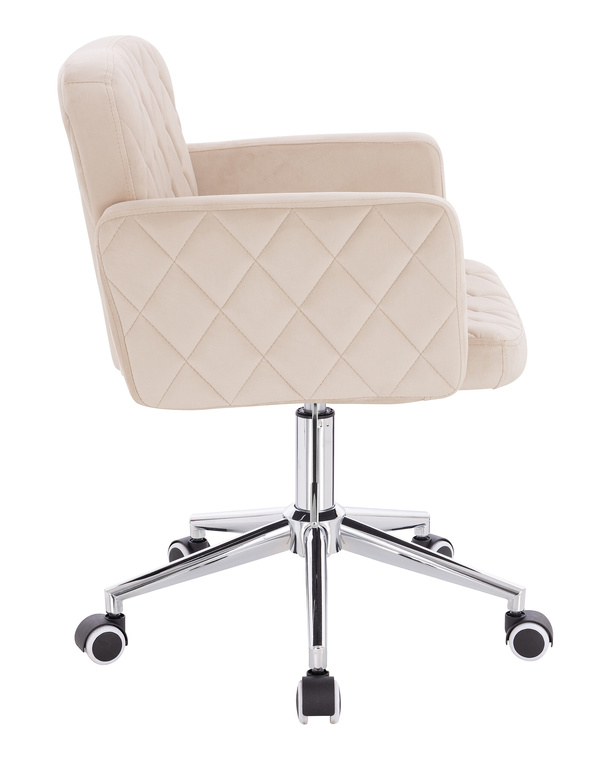 HR802K Krémszínű Modern Velúr Szék Krómozott lábbal