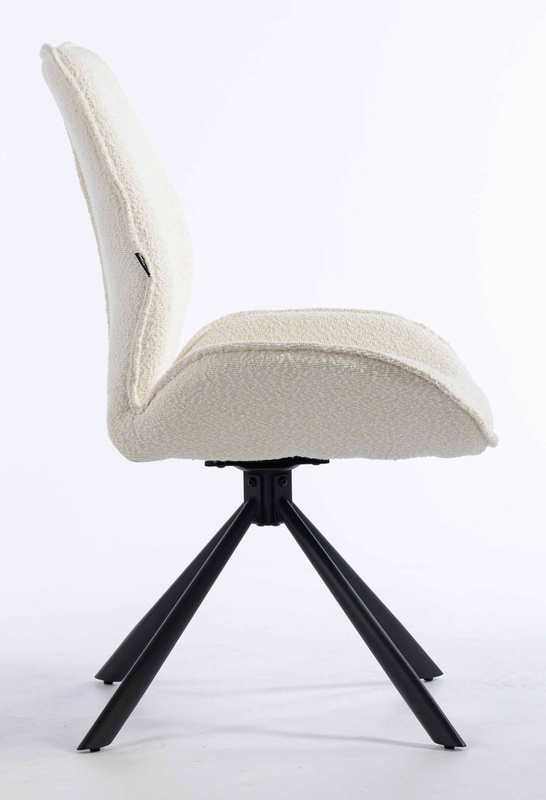 HR350 CSILLAGLÁB Krémszínű modern boucle szék fekete lábbal