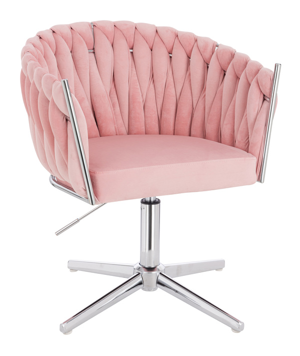 HR750CROSS Púder Rózsaszín Modern Velúr Szék Krómozott lábbal